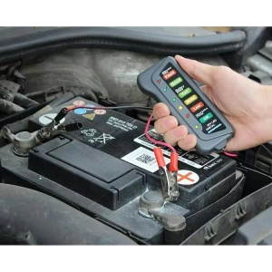 Tester pentru baterie auto 12V, 15A, lungime cablu 25 cm, dimensiuni 12x5.2x1.8 cm - echipament de diagnosticare compact si eficient Verifica rapid si precis starea bateriei autoturismului tau cu ajut - Img 5
