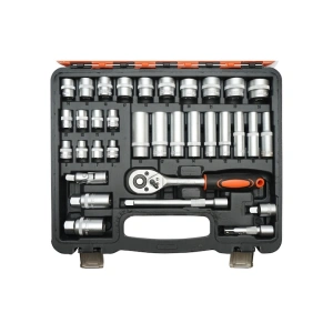 Trusa chei tubulare si biti 3/8 set complet 61 piese cu clichet, extensii si accesorii, pentru mecanica auto si bricolaj - Img 3