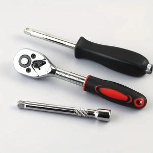 Trusa de scule cu 46 piese, surubelnita, clichet, chei tubulare, biti, torx, imbus, prelungitor, maner ergonomic, cutie compacta, neagra - Img 6
