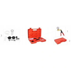 Trusa pompa manuala vacuum si tester presiune frane, set complet diagnostic auto ABS EGR servofrana, cu manometru, furtunuri si adaptoare - Img 6