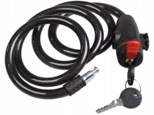 Antifurt bicicleta cu cheie, cablu din otel 120 cm, suport de montare pe cadru inclus, invelis PVC protector, sistem blocare rapida, negru - Img 3