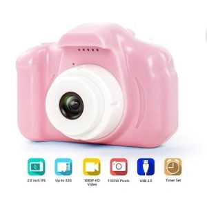 Aparat foto pentru copii,rezolutie 1080P HD,ecran 2 inch,12 MP + SD card inclus - Roz - Img 3