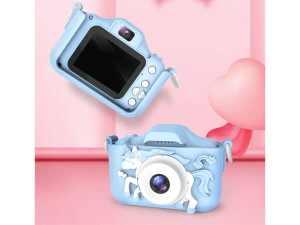 Aparat foto pentru copii,rezolutie 1080P HD,ecran 2 inch,12 MP, unicorn - Albastru - Img 2