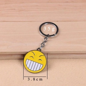 Breloc chei emoticon zambitor, fata comica, metalic, galben, 9.8 x 3.8 cm, inel 2.6 cm, accesoriu decorativ - Img 3
