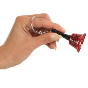 Breloc clopotel „Ring for Sex” rosu cu inel si lant, accesoriu distractiv sonor, inaltime 6.5 cm - Img 4