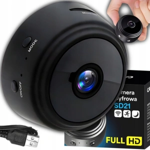 Camera de supraveghere WiFi Full HD 1080p, detectare miscare, suport magnetic 360°, inregistrare pe card microSD, acumulator reincarcabil, negru - Img 1