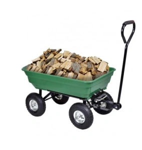 Carucior basculabil de curte,gradina,cadru metalic si cuva din material rezistent,sarcina maxima 250 kg - Verde - Img 5
