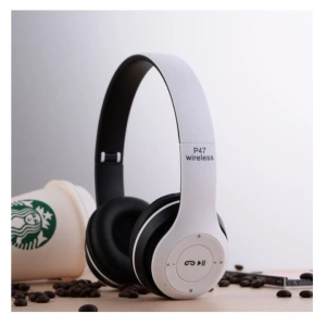 Casti audio, wireless, Bluetooth, lumini LED, radio FM, MP3, alb - Img 4