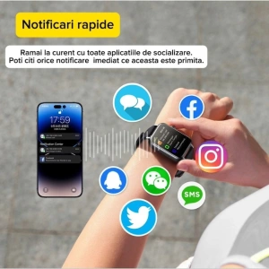 Ceas smartwatch, JR-FT5, monitorizare sport, rezistent apa, wireless, ecran HD 1.83'', apelare Bluetooth, microfon, negru - Img 4
