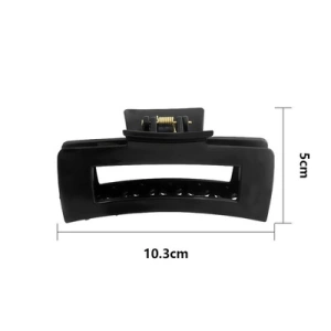 Clama par neagra 10.3 x 5 cm, cleste lat din plastic rigid, prindere puternica pentru coc, coada si par gros - Img 4
