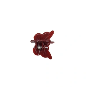 Clema par mini tip fluture bordeaux 2 cm, plastic rezistent, sistem metalic cu arc puternic - Img 1