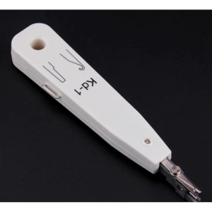 Cleste de sertizat LSA cu cutit KRONE si senzor, pentru conectarea cablurilor 0.35 mm si 0.7 mm, plastic + metal, alb, lungime 18 cm - instrument profesional pentru electricieni si tehnicieni IT - Img 7