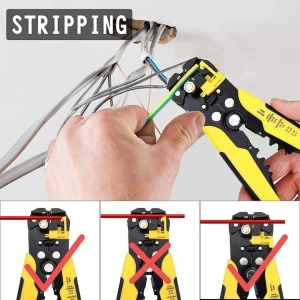 Cleste dezizolare si sertizare cablu, top reglabil cu limitator, 20x10x3 cm, negru-galben - Img 6