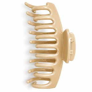 Cleste pentru par, bej 10.9 x 4.5 cm, model ergonomic din plastic rigid cu dinti curbati, fixare ampla pentru par lung, des si voluminos - Img 3