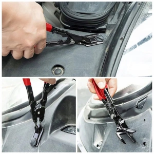 Cleste profesional pentru demontare clipsuri auto, pini si cleme tapiterie, extractor pentru ornamente si benzi decorative, otel calit, manere ergonomice - Img 6