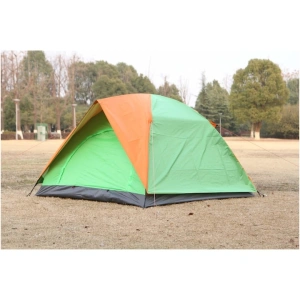 Cort camping, 2 persoane, impermeabil, protectie UV, rezistent la vant, 200 x 150 x 110 cm, husa inclusa, portocaliu/verde - Img 2