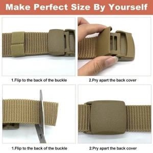 Curea barbati din nylon ajustabila, design fara gauri, catarama din plastic rezistent, 120 cm, auriu - eleganta, practica si confortabila pentru uz zilnic - Img 7