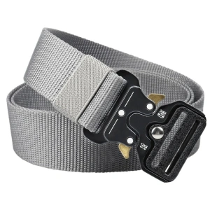 Curea tactica, pentru barbati, poliester, 131 x 3.8 cm, ajustabila, rezistenta, gri - Img 6