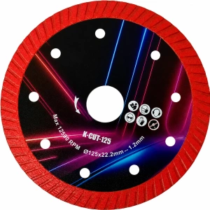 Disc diamantat turbo pentru gresie portelanata si ceramica, 125 mm, 22.2 mm, taiere uscata, grosime 1.5 mm - Img 6