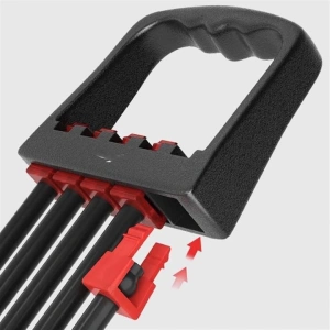 Extensor cu 5 benzi elastice de rezistenta pentru fitness - antrenament complet, portabil, reglabil, 67 cm, negru - Img 8