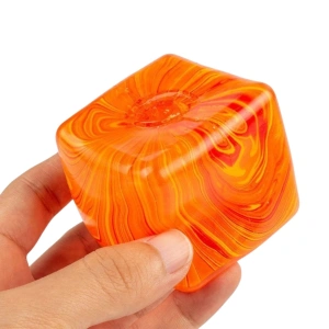 Jucarie antistres portocaliu 3.5 x 3.5 x 3.5 cm, cub squishy cu revenire lenta, fidget senzorial din TPR, pentru copii si adulti - Img 2