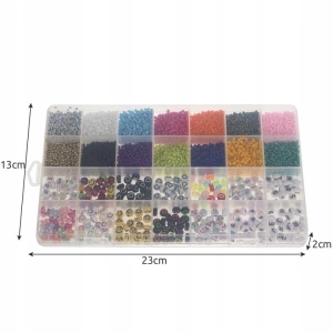 Kit de confectionare bratari, 28 tipuri margele, 10.000 piese, rola cu fir, mini brelocuri, foarfeca, 23x11x2 cm - Multicolor - Img 3