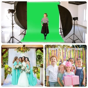 Kit studio foto video iluminare profesionala cu 2 softbox, 2 umbrele foto, 2 becuri fluorescent 150W 5500K si 2 becuri LED 120W cu telecomanda, fundal verde chroma key, suport fundal, clame panza, gea - Img 2
