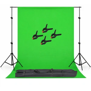 Kit studio, suport fudal reglabil, Verde, 2x3m, suport aluminiu, 4 clesti de suport al panzei, geanta de transport