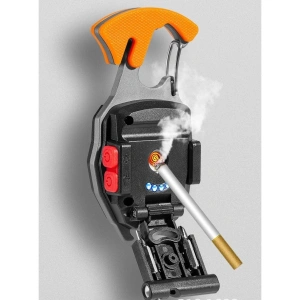Lanterna multifunctionala, pentru camping, breloc, fluier, bricheta, surubelnita, desfacator sticle, reincarcabila USB-C, aluminiu/ABS, portocaliu - Img 11