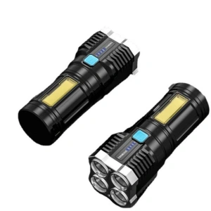 Lanterna portabila, 5 LED-uri, 4 moduri de iluminare, cablu Micro-USB inclus, ABS, baterie 1200 mAh, rezistenta la apa, negru - Img 3