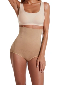Lenjerie modelatoare talie inalta compresie abdomen si efect lifting posterior, fara cusaturi, bej, marime M/L - Img 5