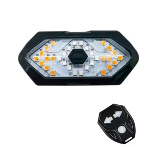 Lumina spate bicicleta cu semnalizare, IPX4, reincarcabila USB, 5 moduri de iluminare, telecomanda pe ghidon, 900 mAh, 9.4 x 3.3 cm, neagra - siguranta maxima si vizibilitate in orice conditii