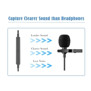 Microfon tip lavaliera, cu fir, Lightning - Jack 3.5 mm, lungime cablu 1.5 m, negru - Img 4