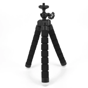 Mini trepied flexibil pentru telefoane,gopro, fara suport,filet universal 1/4 - Negru