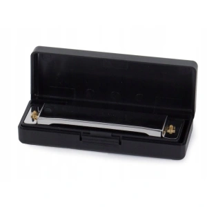 Muzicuta neagra argintie 10 x 2.8 x 2 cm, diatonica cu 10 gauri, acordaj Do, cu cutie de protectie, instrument muzical pentru copii si adulti - Img 2