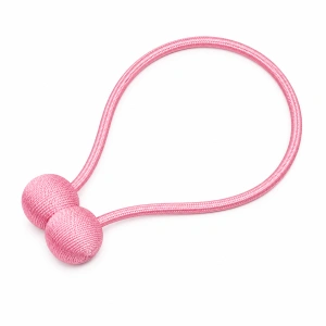 Pachet 2 prinderi magnetice pentru perdele, snur impletit decorativ, 44 cm, roz deschis - Img 3