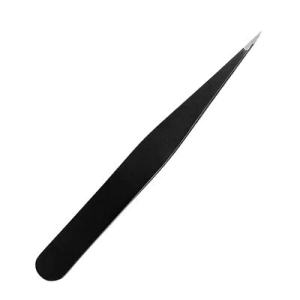 Penseta neagra 9.6 x 1 x 0.4 cm pentru sprancene, varf drept foarte fin si ascutit, otel inoxidabil durabil, pentru prinderea firelor subtiri si pensare precisa