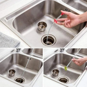 Sarpe pentru desfundat tevi, cu carlig, flexibil, metal/plastic, multifunctional, lungime 60 cm, rosu - Img 7
