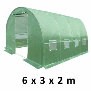 Sera tip tunel 6x3x2 m, cadru metalic, 8 ferestre