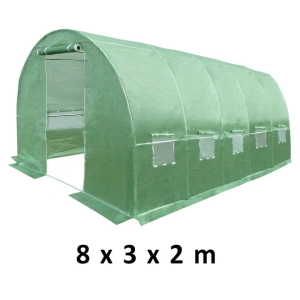 Sera tip tunel 8x3x2 m, cadru metalic, 10 ferestre