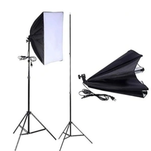 Set 2 softbox-uri profesionale cu lumina continua, 5500K, becuri 30W, trepiede reglabile 95-200 cm, difuzor textil, aluminiu si ABS, negru - Img 3