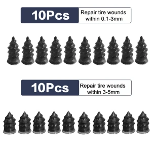 Set 20 dopuri, stifturi vulcanizare pentru anvelope, pana de cauciuc, 2 dimensiuni, 1.2x0.6 cm si 1.2x0.4 cm - Img 2