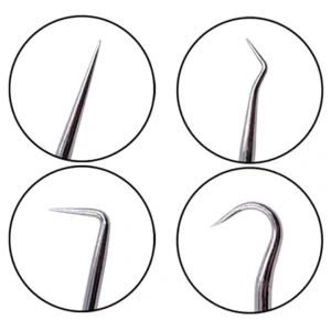 Set 4 carlige universale pentru etansari si inele, pentru tragere si manipulare elemente de cauciuc, otel si PP, varfuri magnetizate, 16 cm, negru/rosu - Img 4