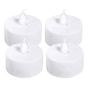 Set 4 lumanari decorative LED albe 3.7 x 3.8 cm, lumina galbena, flacara din plastic transparent, baterii AG4 incluse, pentru petreceri si decor interior - Img 1