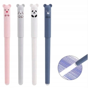 Set 4 pixuri scrie-sterge cu modele de animalute, 20 rezerve si 2 radiere - scriere fara griji, perfect pentru scoala si birou - Img 3