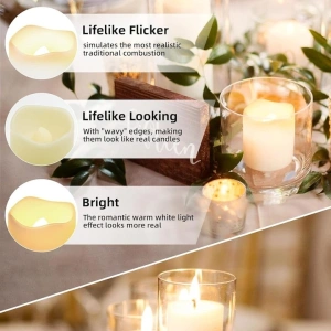 Set 5 lumanari decorative LED ivoire 3.9 x 3.6 cm, lumina galbena efect flacara, 10 baterii LR1130 AG10 incluse, decor luminos pentru petreceri, mese si sarbatori - Img 11