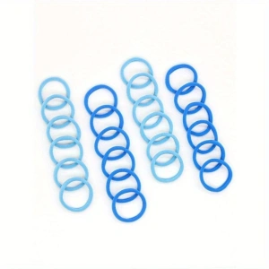 Set 50 elastice par textile, nuante de albastru, diametru 5 cm, pentru prindere par, cutie depozitare - Img 2