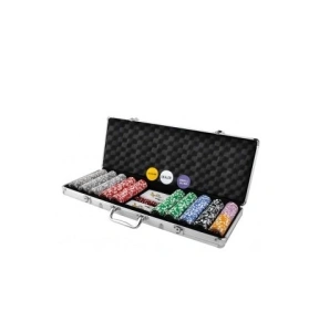 Set de poker complet cu 500 jetoane numerotate,trusa depozitare din aluminiu - Multicolor - Img 2