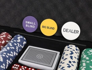 Set de poker cu 300 jetoane,trusa depozitare din aluminiu - Multicolor - Img 4