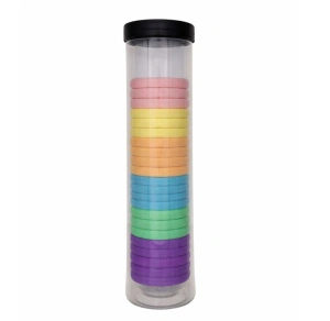 Set elastice par textile pastel, 20 bucati, diametru 4.5 cm, tub depozitare transparent, 6 culori diferite - Img 1